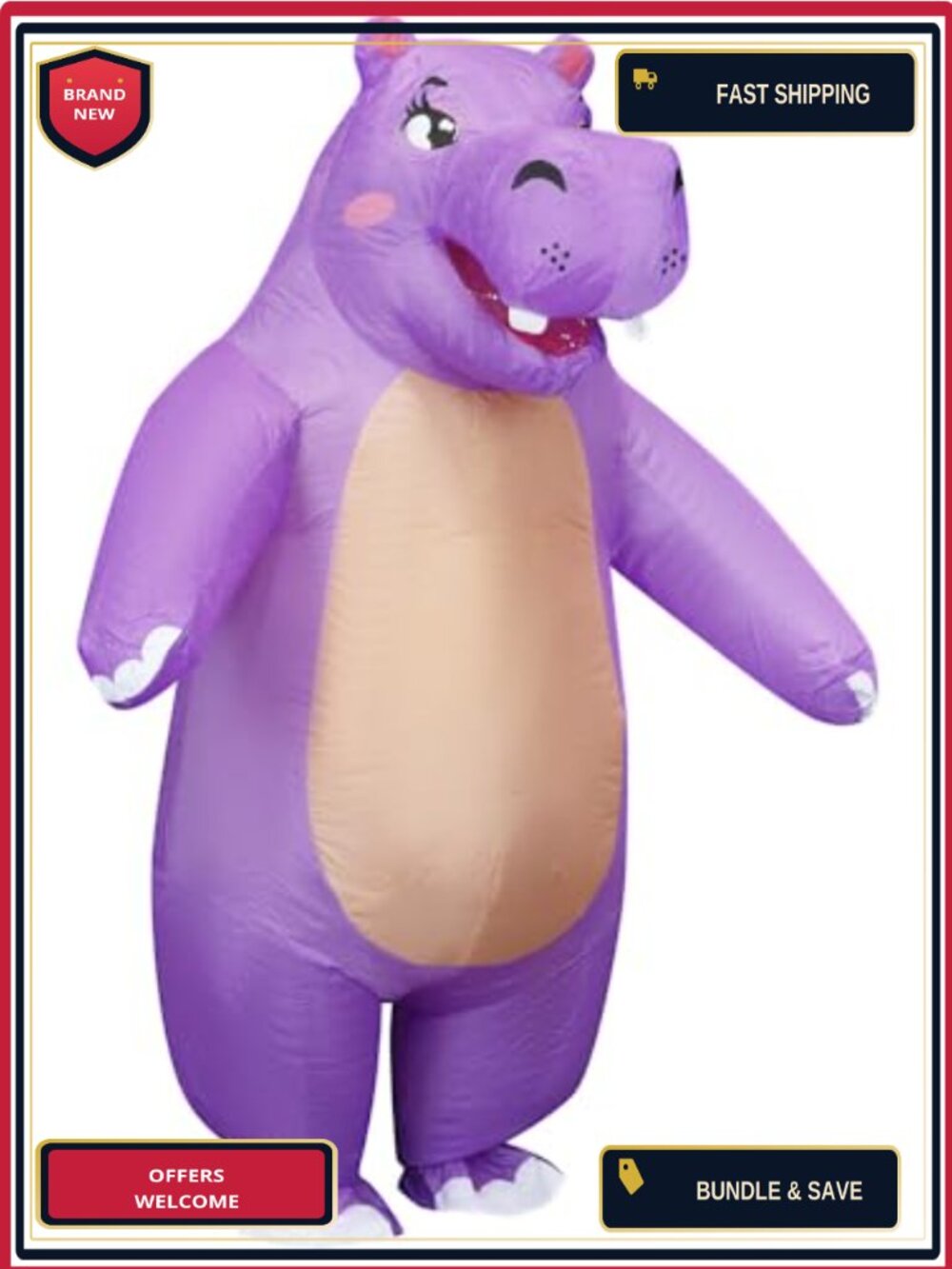 Adult Inflatable Hippo Costume Halloween Blow Up Suit for Parties